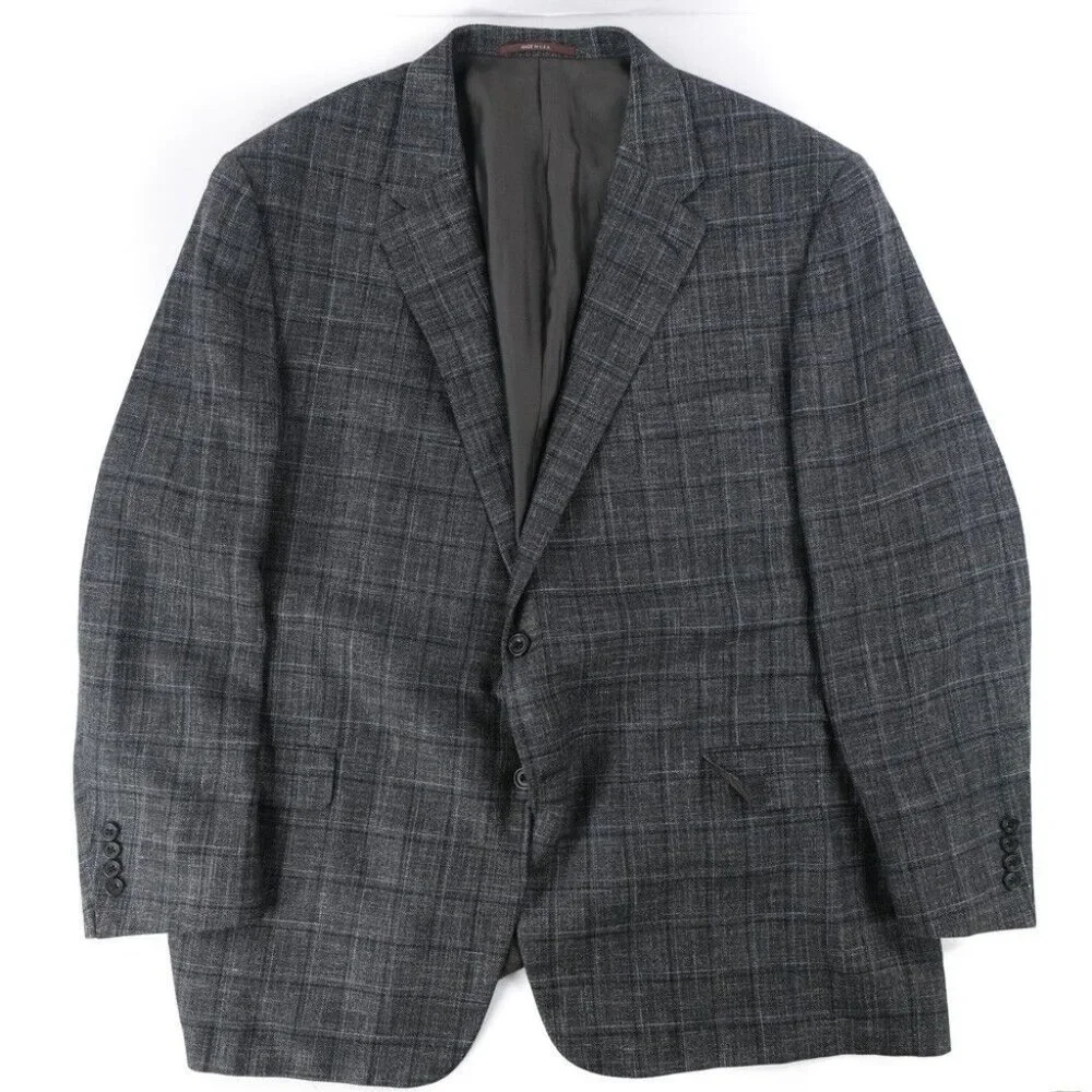 Modern Hickey Freeman Custom Sport Coat Men 53R Knit Wool USA Suit Jacket Gray - Picture 1 of 12